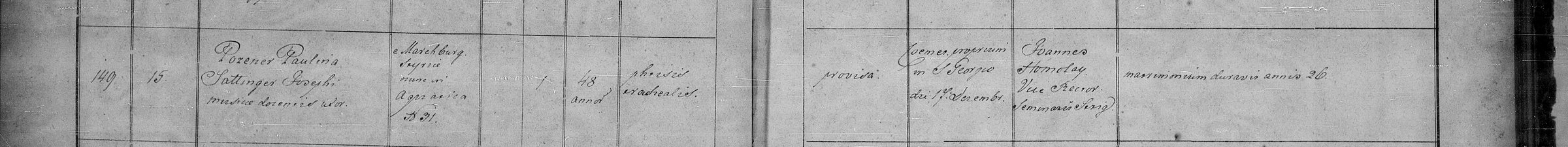 Sterbebuch Esztergom-Víziváros 1873, Nr. 149: Posener Paulina, Sattinger Josephi musicae docentis uxor