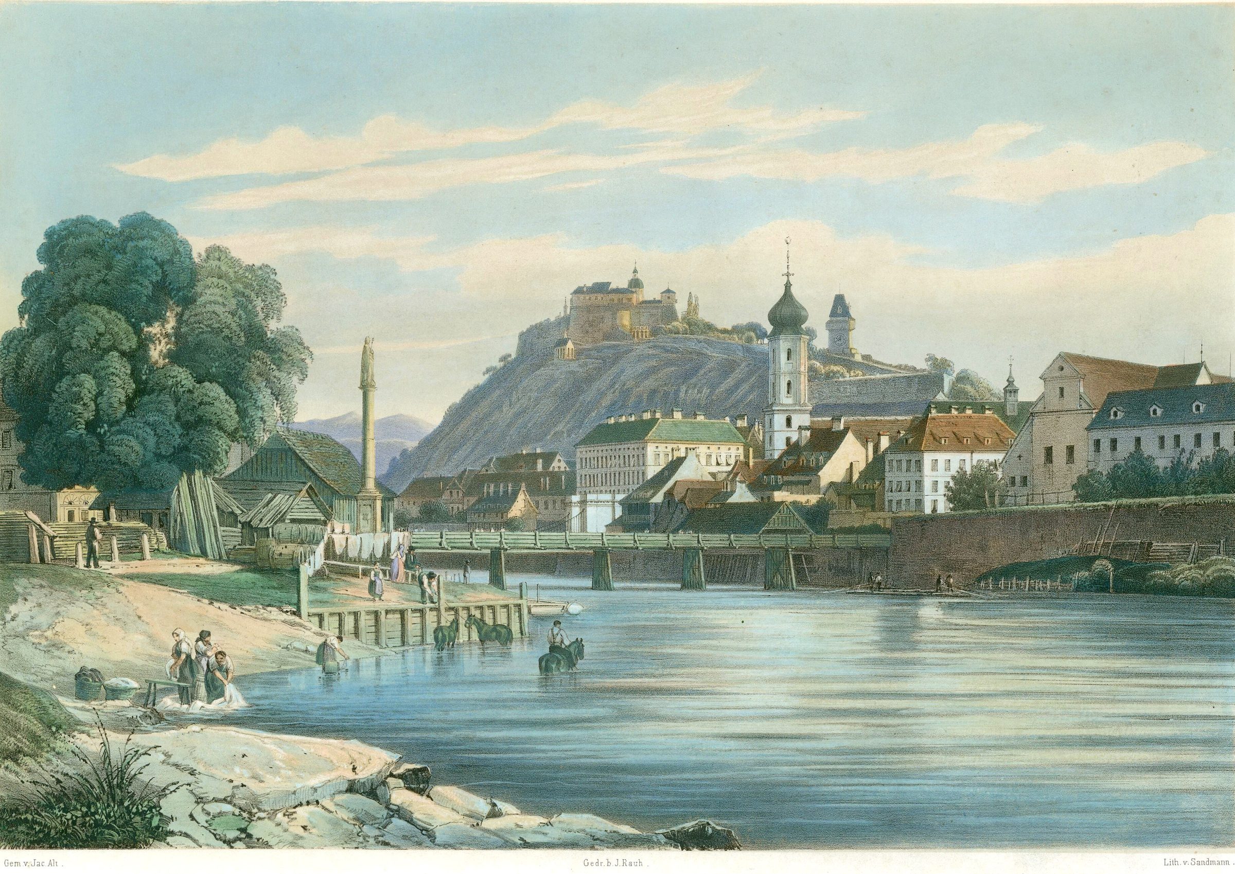 Graz um 1850, Lithographie nach Jakob Alt