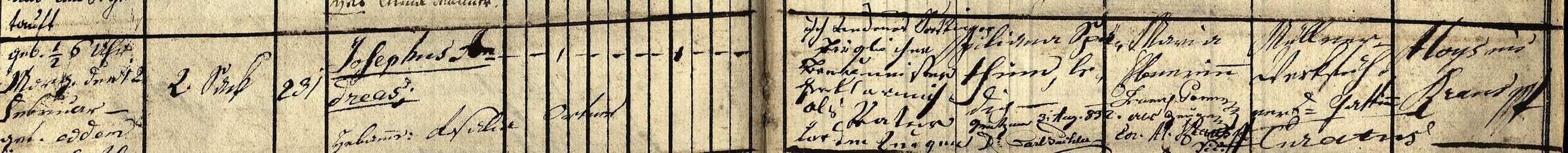 Taufbuch Hl. Blut 1824: Josephus Andreas, unehelich, Mutter Juliana Späth, Haus 231, mit nachgetragener Vaterschaftsnotiz