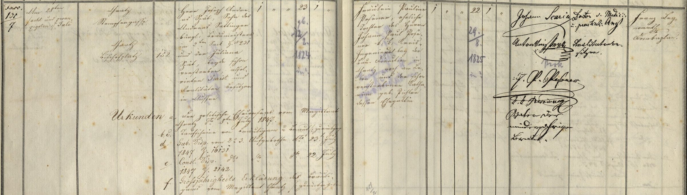 Trauungsbuch Graz-Dom 1847, Nr. 101: Josef Andreas Spät und Pauline Poßener